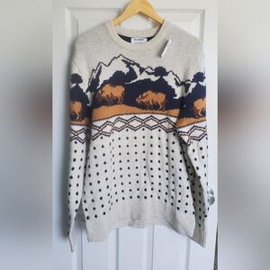 NWT Old Navy Super Soft Men's Sweater Buffalo Bison Western Ski Size L